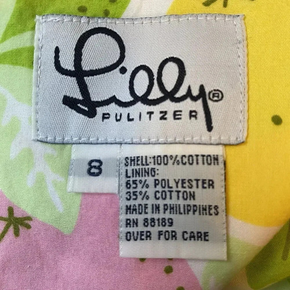 VTG Lilly Pulitzer Reversible Wrap Mini Skirt Floral Butterfly Limes Multi Sz 8 - Picture 4 of 9